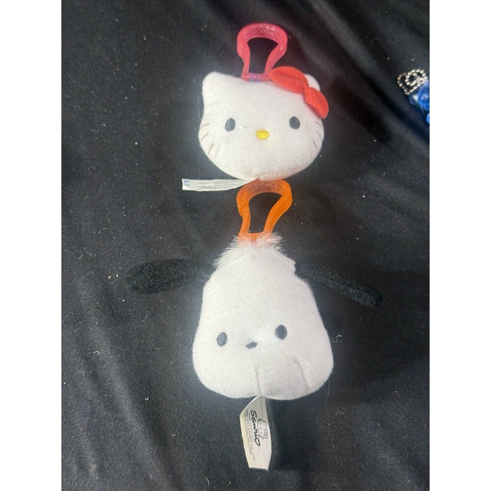 Sanrio Hello Kitty Mini Mascot Keychain Set 2pcs Plush Charm Vtg 2001